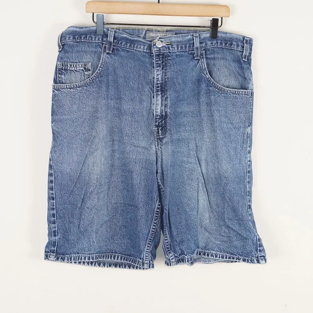 Levis Silvertab Y2K Loose Fit Blue Medium Wash Denim Jean Shorts Mens Sz 38